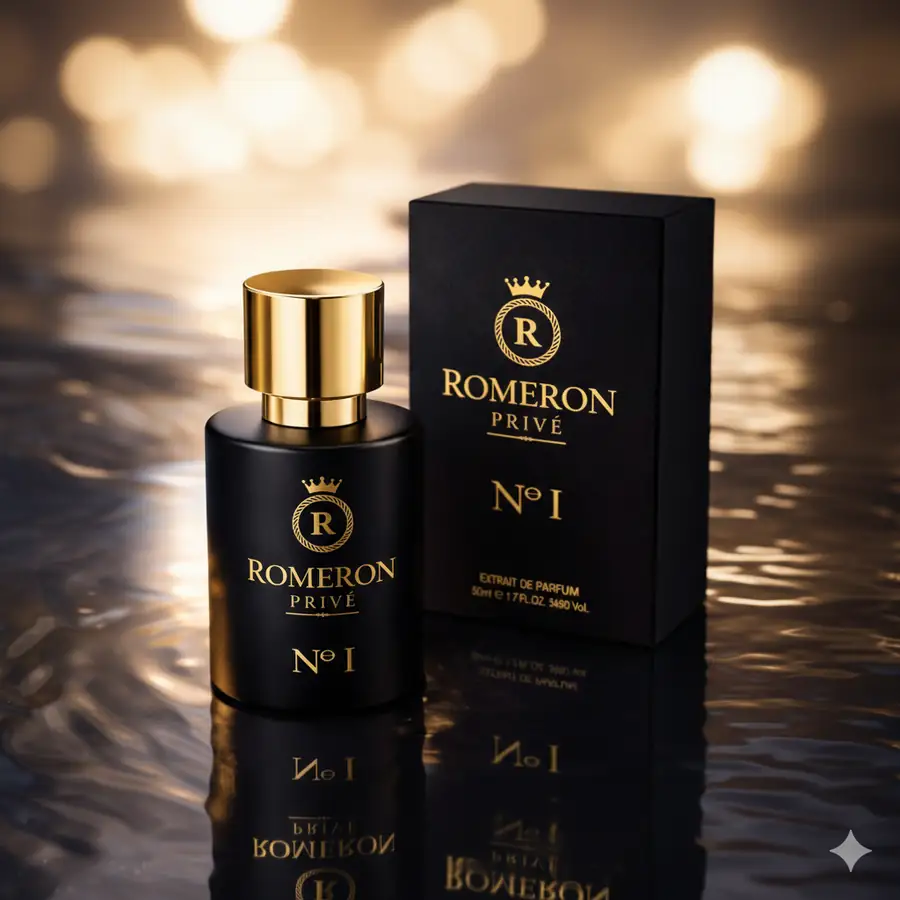 Čierno-zlatý parfum Romeron PRIVE No I s balením